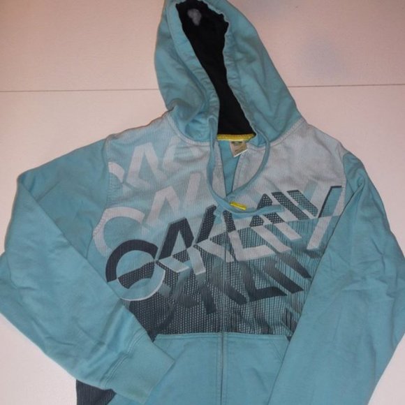 Oakley Blue Hooded Jacket Men Medium Slim Fit - Picture 2 of 2